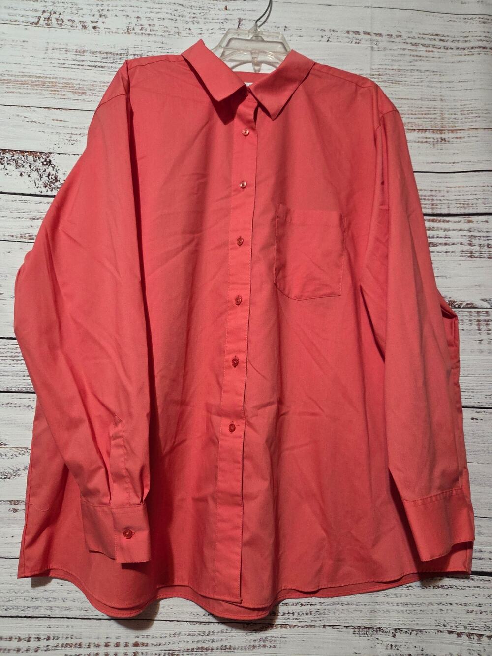 Foxcroft Shirt Ladies 24W Coral Button Front 3/4 Sleeve Wrinkle Free